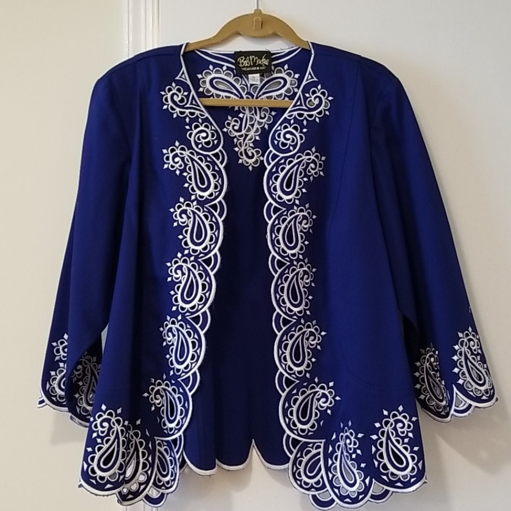 Bob Mackie Pique Embroidered Jacket
